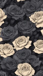 black dark roses aesthetic background illustration 3