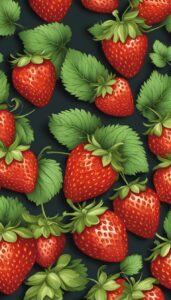 black dark strawberry pattern background aesthetic illustration 3