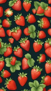 black dark strawberry pattern background aesthetic illustration 4