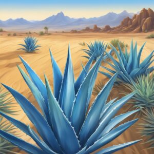 blue aloe vera plants aesthetic illustration background 5