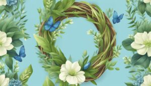 blue and green spring wreath illustration 1