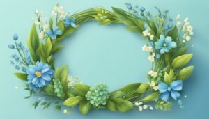 blue and green spring wreath illustration 2