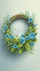 blue and green spring wreath illustration 3