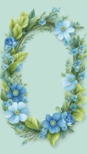 blue and green spring wreath illustration 4