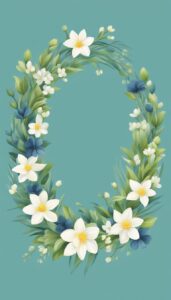 blue and green spring wreath illustration 5