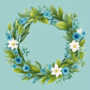 blue and green spring wreath illustration 6