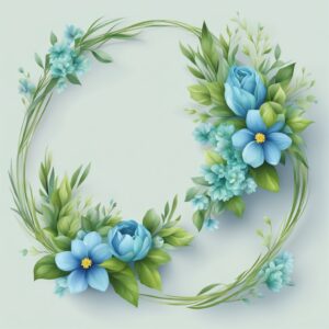 blue and green spring wreath illustration 7