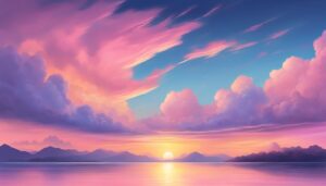 blue and pink sunset aesthetic background wallpaper illustration 1