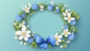 blue and white spring wreath illustration 2