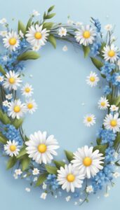 blue and white spring wreath illustration 3