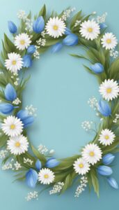 blue and white spring wreath illustration 5