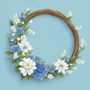 blue and white spring wreath illustration 6