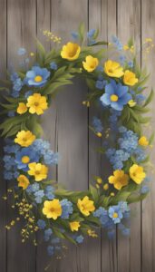 blue and yellow spring wreath illustration 3