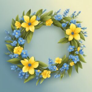 blue and yellow spring wreath illustration 6