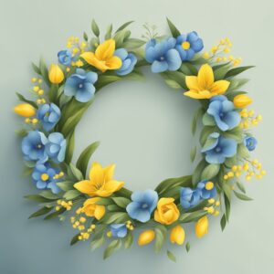 blue and yellow spring wreath illustration 7