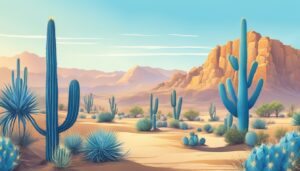 blue cactus aesthetic illustration background 1
