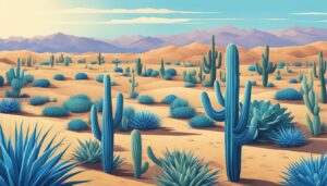 blue cactus aesthetic illustration background 2