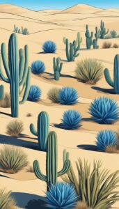 blue cactus aesthetic illustration background 3