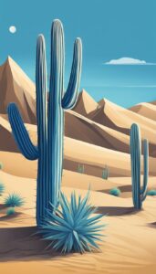 blue cactus aesthetic illustration background 5