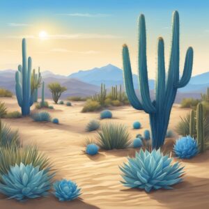 blue cactus aesthetic illustration background 8
