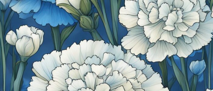 blue carnation flowers aesthetic background illustration 3
