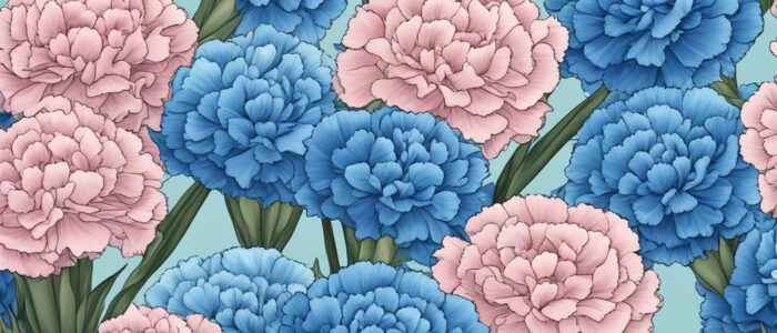 blue carnation flowers aesthetic background illustration 4