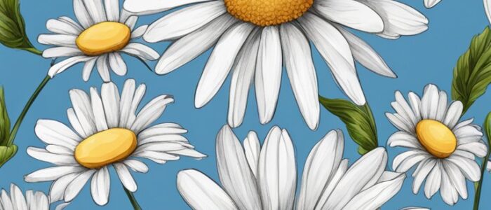 blue daisy flower aesthetic background illustration 4