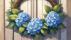 blue hydrangea spring wreath illustration 1