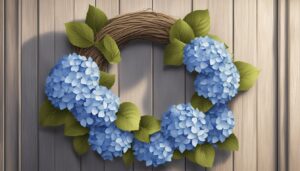 blue hydrangea spring wreath illustration 2