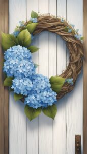 blue hydrangea spring wreath illustration 3