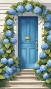 blue hydrangea spring wreath illustration 4