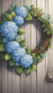 blue hydrangea spring wreath illustration 5