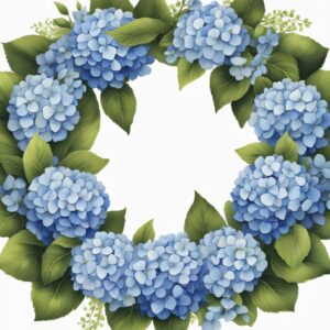 blue hydrangea spring wreath illustration 6