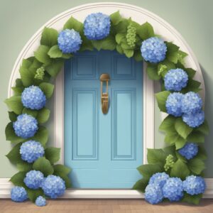 blue hydrangea spring wreath illustration 7