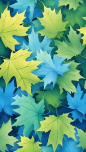 blue maple leaf aesthetic background illustration wallpaper 4