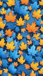 blue maple leaf aesthetic background illustration wallpaper 5