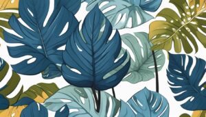 blue monstera plant aesthetic illustration background 1