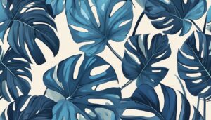 blue monstera plant aesthetic illustration background 2