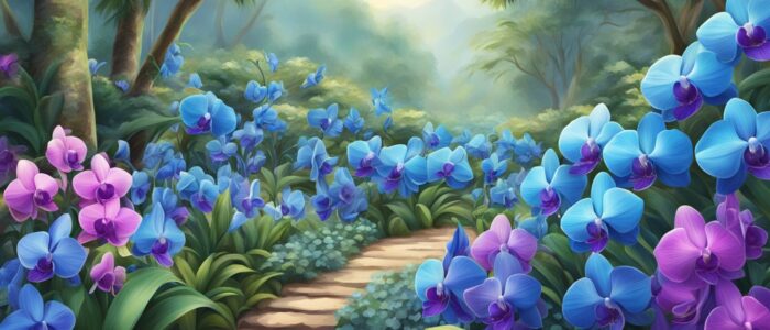 blue orchid flower aesthetic illustration background 1