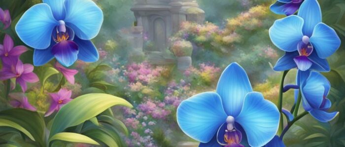 blue orchid flower aesthetic illustration background 3