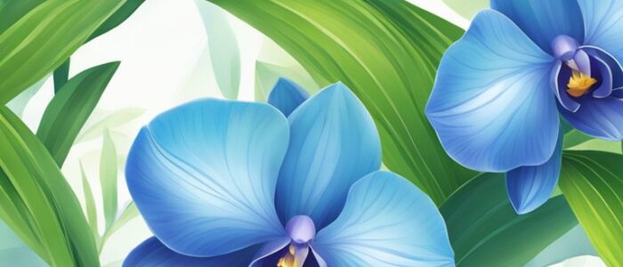 blue orchid flower aesthetic illustration background 4