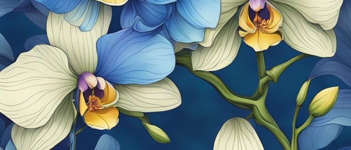 blue orchid flower aesthetic illustration background 5