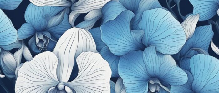 blue orchid flower aesthetic illustration background 6