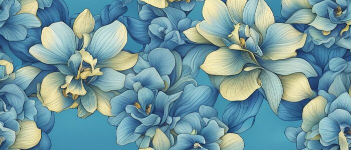 blue orchid flower aesthetic illustration background 7