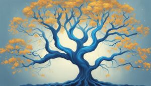 blue tree of life aesthetic background illustration 2