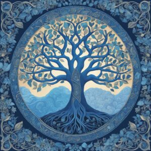 blue tree of life aesthetic background illustration 3