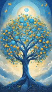 blue tree of life aesthetic background illustration 4