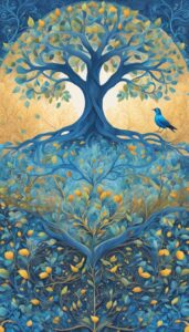 blue tree of life aesthetic background illustration 5