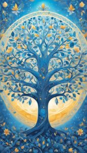 blue tree of life aesthetic background illustration 6