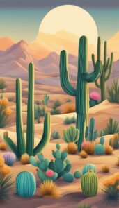boho bohemian cactus aesthetic illustration background 3